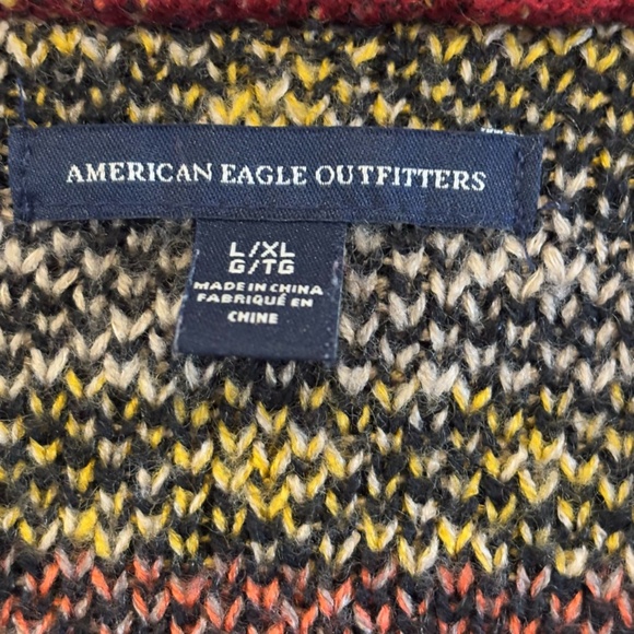 American Eagle Women's Hooded Southwest Open Blanket Poncho Sweater SZ L/XL - Picture 10 of 12